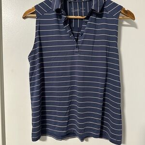 Under Armour Navy and White Striped Sleeveless Shirt